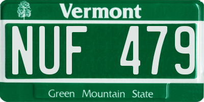 VT license plate NUF479