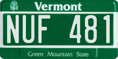 VT license plate NUF481