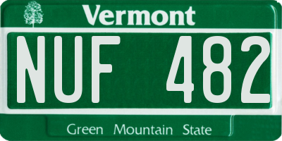 VT license plate NUF482