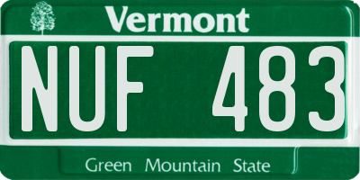 VT license plate NUF483