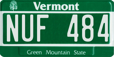 VT license plate NUF484