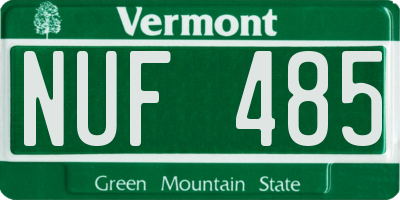 VT license plate NUF485