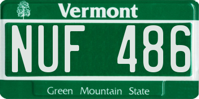 VT license plate NUF486