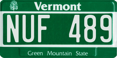 VT license plate NUF489