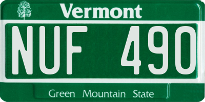 VT license plate NUF490