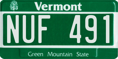 VT license plate NUF491