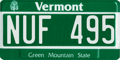 VT license plate NUF495