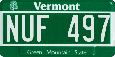 VT license plate NUF497