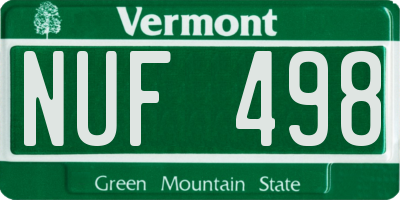 VT license plate NUF498
