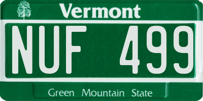 VT license plate NUF499
