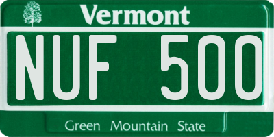 VT license plate NUF500