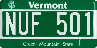 VT license plate NUF501