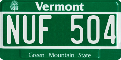 VT license plate NUF504