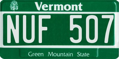 VT license plate NUF507