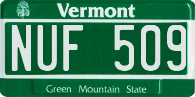 VT license plate NUF509