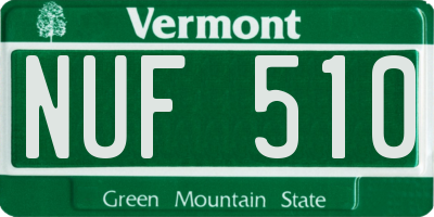 VT license plate NUF510