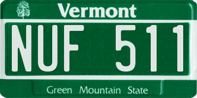 VT license plate NUF511