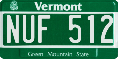 VT license plate NUF512