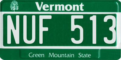 VT license plate NUF513