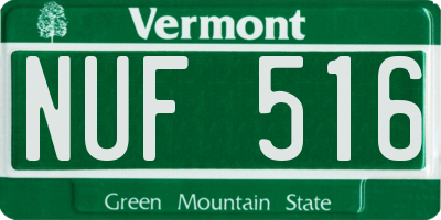 VT license plate NUF516
