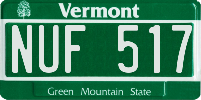 VT license plate NUF517