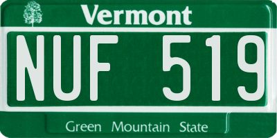 VT license plate NUF519