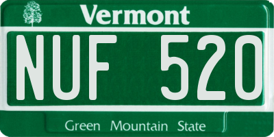 VT license plate NUF520