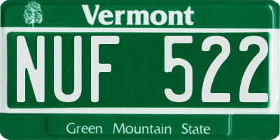 VT license plate NUF522