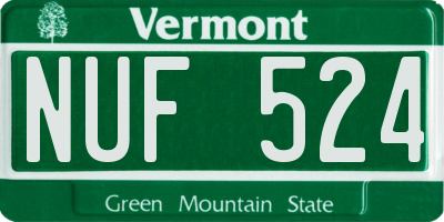 VT license plate NUF524