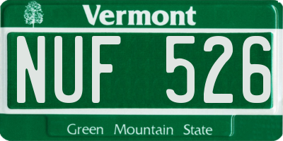 VT license plate NUF526