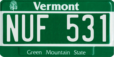 VT license plate NUF531