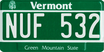 VT license plate NUF532
