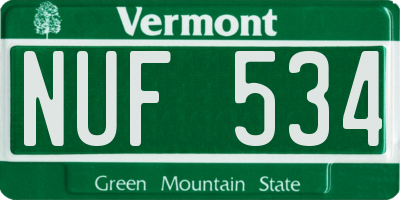 VT license plate NUF534