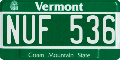 VT license plate NUF536