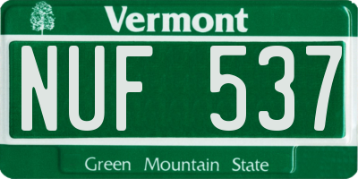 VT license plate NUF537