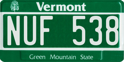 VT license plate NUF538