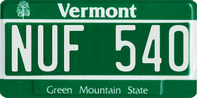 VT license plate NUF540