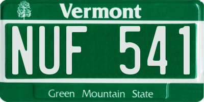 VT license plate NUF541