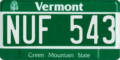 VT license plate NUF543