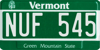 VT license plate NUF545