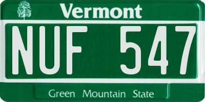 VT license plate NUF547