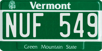 VT license plate NUF549
