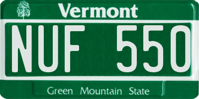 VT license plate NUF550