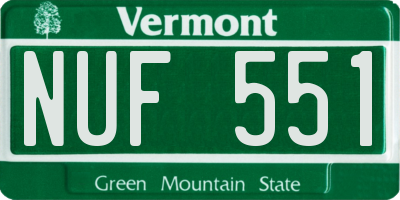 VT license plate NUF551