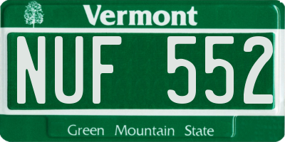 VT license plate NUF552