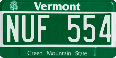 VT license plate NUF554