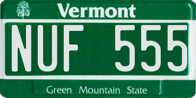 VT license plate NUF555