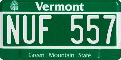 VT license plate NUF557