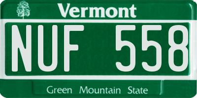 VT license plate NUF558