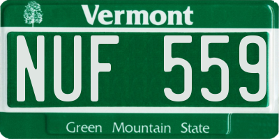 VT license plate NUF559